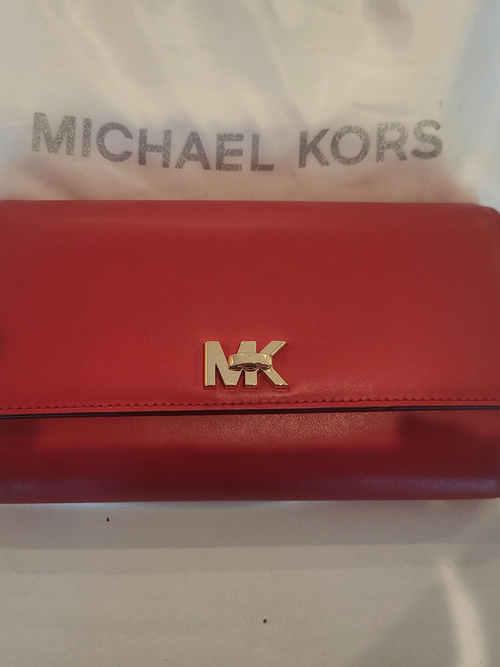 Michael Kors Red Leather MK Logo Wallet